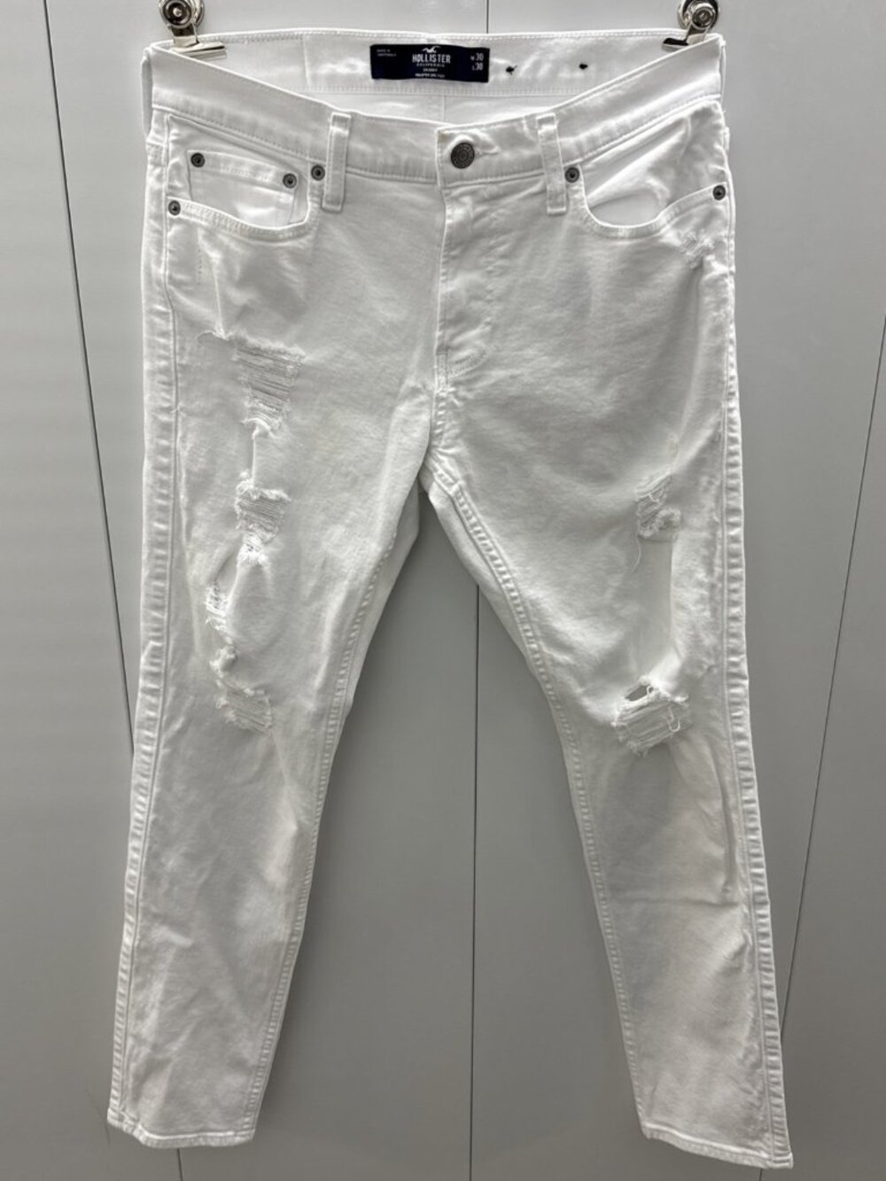 Men's Hollister Jeans 30x30 Epic Flex Skinny White Distressed